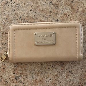 Bebe Tan Wallet with Gold Details